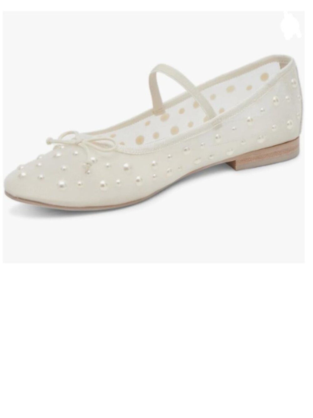 miss left Ivory Stylish Pearls Round Toe Mary Jane Flats Bowknots Elastic Strap